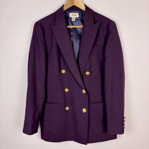 Talbots Vintage Purple Military Wool Blazer with Gold Buttons